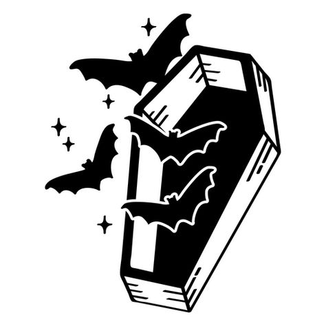 Vampire Coffin, Coffin Tattoo, Vampire Tattoo, Vampire Drawings, Bat Tattoo, Idee Cricut, Spooky Tattoos, Halloween Drawings, Flash Art