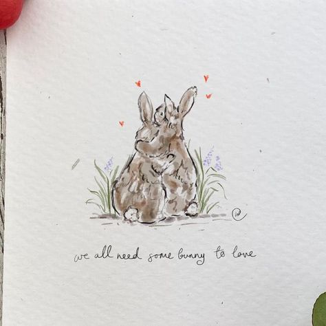 Bunny Couple, Lucy Claire Illustration, Bunny Valentines Day Cards, Love Shelf, Bunny Valentines, Easter Drawings, Couple Painting, Some Bunny Loves You, Cute Birthday Cards