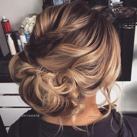 Curly Low Asymmetrical Updo Asymmetrical Updo, Side Chignon, Chignon Bun, Curly Wedding Hair, Long Box Braids, Dance Hairstyles, Natural Hair Updo, Short Hair Balayage, Long Bob Hairstyles