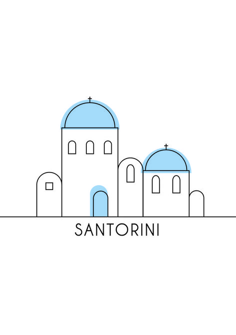 Santorini Greece Drawing, Greece Travel Journal, Greece Illustration Art, Greece Drawing Simple, Greece Doodles, Bach Sweatshirts, Santorini Drawing, Santorini Illustration, Greece Illustration