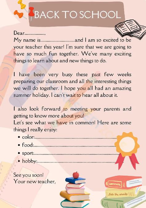 Get ready for an exciting new adventure as we kick off the school year with our back to school letter! Teacher also can take this sample letter to send your student to welcome back to them. Check it out! #backtoschool #letters #letterfromteacher #teacher #sample #welcomeback #greettings #students #pdfs #printable #worksheets Preschool Welcome Letter, Letter Worksheets, Welcome Letters, Welcome Back To School, Letter F, The New School, New School Year, Letter Set, Getting To Know