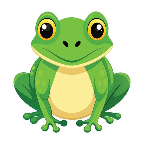 A green frog on white background Frog Vector, Frog Icon, Frog Clipart, Tree Saw, Green Frog, Heart Tree, Cityscape Photos, Logo Banners, Nature Backgrounds