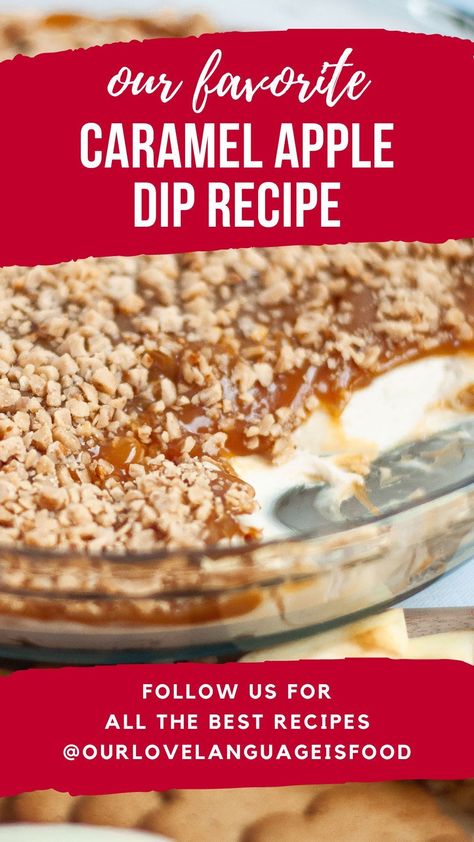 This quick 4-ingredient caramel apple dip with cream cheese and toffee tastes like caramel apple cheesecake! So easy to make and a big hit with all ages! A must-try for fall. Apple Carmel Dips, Carmel Heath Apple Dip, Caramel Cheesecake Apple Dip, Cream Cheese And Caramel Apple Dip, Cheesecake Caramel Apple Dip, Apple Dip With Cream Cheese And Skor, Caramel Cream Cheese Apple Dip, Apples And Caramel Dip, Carmel Apple Dip Recipes