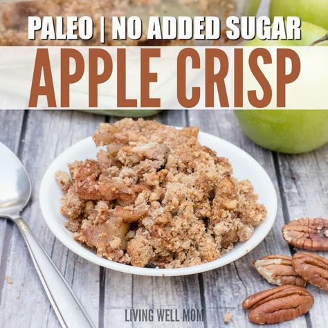 Pecan apple crisp is an easy homemade dessert that tastes just as good as your favorite apple crumble. Low-sugar or sugar-free depending on which recipe you follow, this baked apple crisp is perfect for paleo, whole 30, and every diet in between. Apple Crisp Simple, Apple Recipes No Sugar, Sugar Free Apple Crumble, Healthy Apple Crisp Recipe, Baked Apple Crisp, Sugar Free Apple Crisp, Paleo Mediterranean, Green Apple Recipes, Gluten Free Dairy Free Recipes Dinner