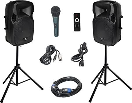 PRORECK Party 12 12-Inch 1000 Watts 2-Way Powered PA Speaker System Combo Set with Bluetooth/USB Drive Read Function/SD Card Reader/ FM Radio/Remote Control/Speaker Stand Speaker System, Pa Speakers, Surround Sound Systems, Speaker Stands, Usb Drive, Bluetooth Speakers Portable, Card Reader, Music Store, Wireless Speakers