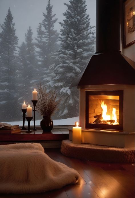 Decoration Inspiration, Cozy Cabin, Cozy Room, Cabins In The Woods, Winter House, Cozy Space, A Fire, Winter Scenes, Dream Home Design