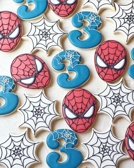 3rd Bday Spiderman, Spider Man 2 Birthday, Marvel Birthday Cupcakes, Third Birthday Spiderman, Spider Man Birthday Party Decor, Three Year Old Spiderman Birthday, Spider-man Fourth Birthday, Aesthetic Spiderman Birthday, Spiderman 3rd Birthday Party Decorations