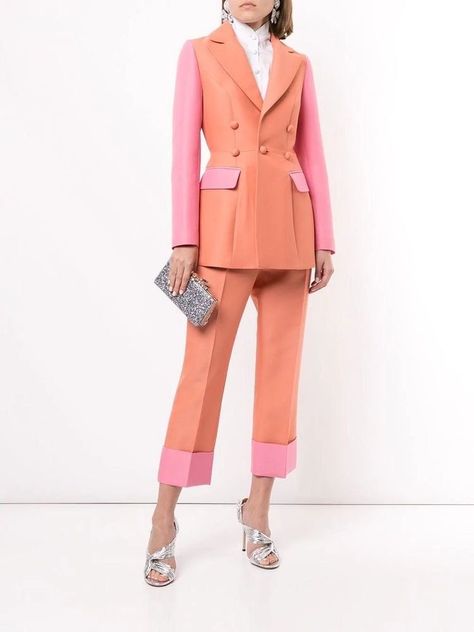 Dice Kayek, Pant Design, Prom Suit, Clothing Business, Color Block Jacket, Dressy Pants, Ootd Ideas, Pink Suit, Prom Suits