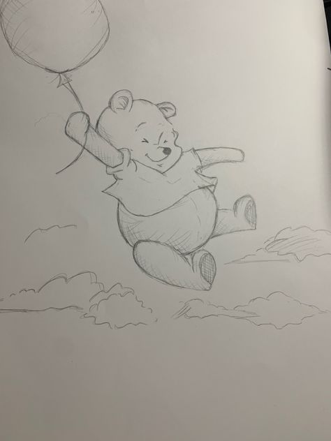 Winnie The Pooh Pencil Drawing, Winnie The Pooh Sketches, Winnie The Pooh Drawings, Winnie The Pooh Sketch, Pooh Sketch, March Bujo, Winnie Poo, Pool Drawing, Winnie The Pooh Drawing