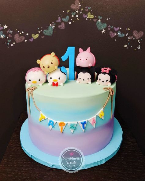 Tsum Tsum Birthday Cake, Tsum Tsum Cake, Tsum Tsum Party, Disney Cake, Foodie Pics, Tumblr Food, Princess Birthday Cake, Boy Cake, Disney Cakes