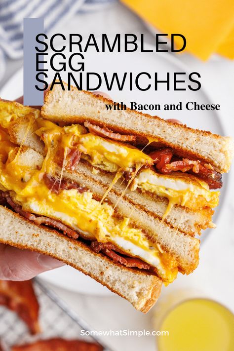 The scrambled egg sandwich is a classic breakfast delight that's as comforting as it is simple. Perfect for a crazy, or LAZY morning! via @somewhatsimple Scrambled Egg Toast, Scrambled Egg Sandwich, Best Scrambled Eggs, Egg Sandwich, Scrambled Egg, Breakfast Bites, Roast Beef Recipes, Classic Breakfast, Lazy Morning