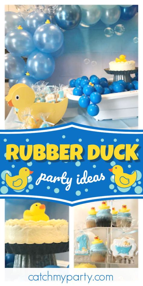 Rubber Ducky Cupcakes, Rubber Ducky Themed 1st Birthday, Rubber Ducky Youre The One Birthday, Rubber Duck Cake Ideas, One Lucky Duck First Birthday Party, Rubber Duck Party Ideas, Rubber Duck Birthday Party Decorations, Rubber Duck Wedding, Duck Party Ideas