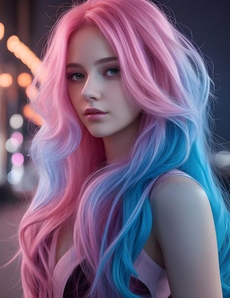 Photo beautiful woman with glowing hair ... | Premium Photo #Freepik #photo Rockstar Hair, Pink And Blue Hair, Blue Hair Extensions, Blue Color Background, Elf Hair, Blue And Pink Hair, Glowing Hair, Pink Purple Hair, Fall Winter Hair Color