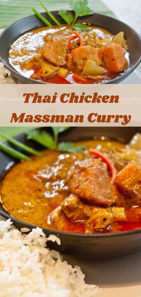 Chicken Massaman, Massaman Curry Recipe, Laap Recipe, Masman Curry Recipe, Thai Massaman Curry Recipe, Thai Massaman Curry Chicken, Chicken Massaman Curry Recipe, Crock Pot Massaman Curry, Massaman Curry Chicken Thai