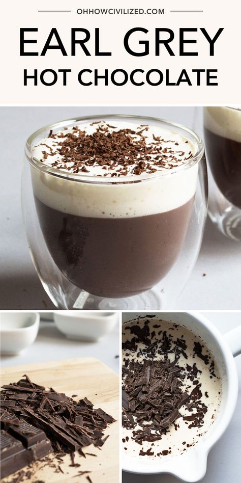 Thick Hot Chocolate, Caffeinated Drinks, Hot Drinks Recipes, Tea Drink Recipes, Make From Scratch, Tea Drinks, Citrus Twist, Chocolate Topping, Grey Tea