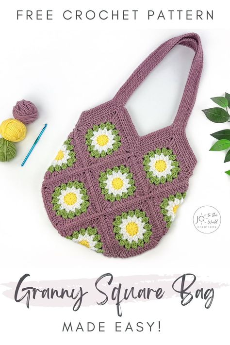 This Crochet Bag Free Pattern has been meticulously designed to ensure absolute clarity, with easy-to-follow instructions, detailed diagrams and a comprehensive video tutorial demonstrating every step. There's no chance you'll get lost with this Crochet Granny Square Bag Pattern. 13 Granny Square Bag Pattern, Crochet Granny Purse, Crochet Bag Pattern Diagram, Granny Square Bag Crochet Pattern Free, Easy Crochet Handbags Free Pattern, Crochet Granny Square Bag Tutorials, Crochet Bag Granny Square Free Pattern, Free Granny Square Bag Pattern, Granny Square Backpack Free Pattern