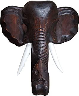 Amazon.ca : Shophaven African Handmade Miniature Mask 9-10", Hand Carved Wood African Decor, African Mask Sculpture, Handmade African Art Detailed Sculpture, African Sculptures, Wooden Elephant, Wood Wall Art Decor, Elephant Decor, African Decor, Elephant Lover, Handmade African, Elephant Head