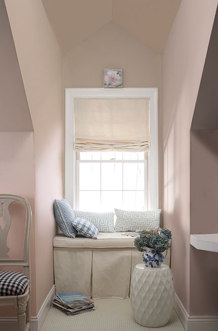 Subtle Pink Paint, Room With Window Seat, Popular Bedroom Colors, Rose Paint Color, Tshirt Background, Pink Paint Color, Benjamin Moore Bedroom, Boys Bedroom Colors, Vegan Clothes