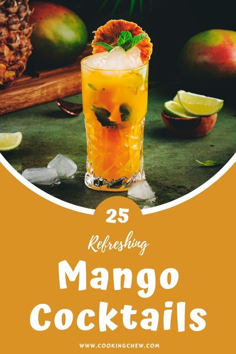 Mango Nectar Cocktail, Mango Puree Cocktails, Mango Rum Cocktail, Mango Cocktails, Mango Cocktail Recipes, Mango Sangria, Mango Wine, Frozen Mango Margarita, Mango Cocktail