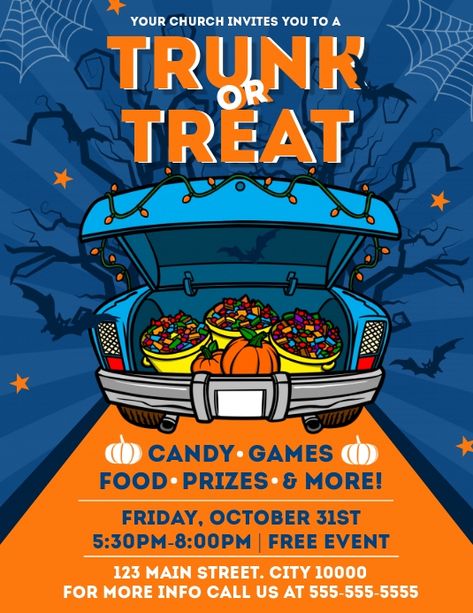 Trunk Or Treat Flyer Free Printable, Trunk Or Treat Flyer Ideas, Trunk Or Treat Poster, Marketing Ideas For Apartments, Halloween Marketing Ideas, Trunk Or Treat Flyer, Starbucks Case, Recruitment Flyer, Fall Festival Flyer