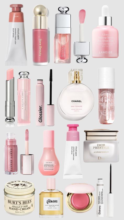 Soft Pink Makeup Products, Cute Makeup Collection, Girly Things To Buy Beauty Products, Best Makeup Products 2023, Makeup Items List, Girly Things To Buy, Pretty Makeup Products, Pink Makeup Products, Viral Makeup Products