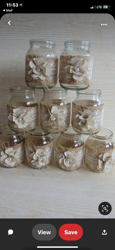 Mason Jars, Wedding Decor, Romantic Weddings, Simple Weddings, Wedding Burlap, Burlap Wedding, Rustic Wedding Decor, Summer Wedding, Rustic Wedding