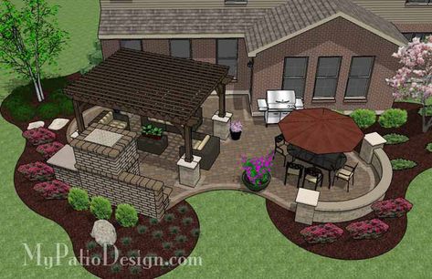 Paver Patio Installation, Patio Plan, Seating Wall, Patio Installation, Covered Patio Design, Patio Plans, Outdoor Covered Patio, Patio Layout, Patio Steps