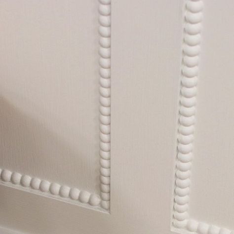 Tongue And Groove Panelling Nursery, Bobble Panelling, Nursery Panel Wall, Pink Nursery Panelling, Panelling Nursery Pink, Wood Bobbin Trim, Bobbin Wall Panelling, Round Panelling, Bobbin Trim Panelling