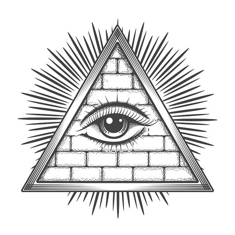 All Seeing Eye Pyramid Tattoo Design, Pyramid Eye Tattoo Design, Illumination Art Design Tattoo, Triangle With Eye Tattoo, Pyramid Eye Tattoo, Eye Tattoo Stencil, Pyramid Drawing, Esoteric Tattoo, Tattoo Sailor