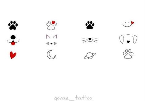 Cat And Dog Tattoo Ideas, Small Friendship Tattoos, Nose Tattoo, Cat And Dog Tattoo, Cat Tattoo Simple, Matching Friend Tattoos, Dog Paw Tattoo, Dog Line Art, Planet Tattoos