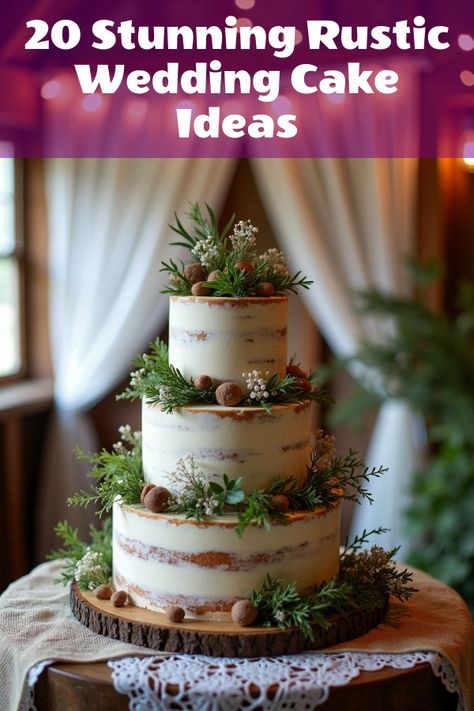 Did you know that a wedding cake rustic style can be the perfect blend of elegance and charm? Dive into our collection of stunning ideas that feature earthy textures, naked layers, and charming floral accents. Whether you're dreaming of a vintage affair or an outdoor barn wedding, discover how these rustic wedding cakes can add a magical touch to your big day. Explore now and find tasty inspiration for your celebration! Wedding Cakes With Dogs, Naked Cakes Wedding, Wedding Cake Eucalyptus, Rustic Wedding Cake Ideas, Rustic Wedding Cakes, Semi Naked Wedding Cake, Outdoor Barn Wedding, Cake Rustic, Earthy Textures