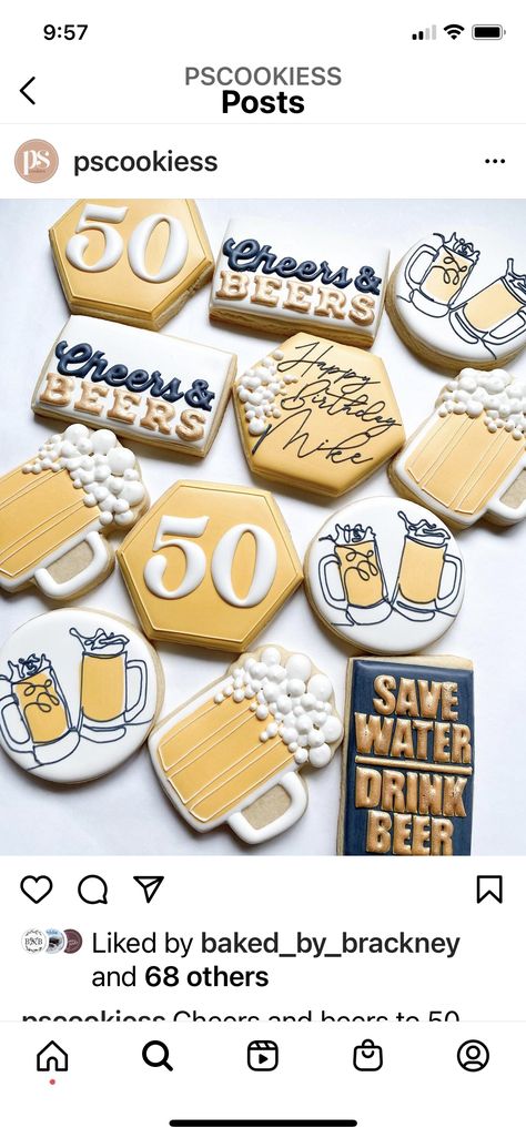 Modelo Beer Cookies, Cheers And Beers Cookies, Men’s Birthday Cookies, Beer Cookies Decorated, 21st Birthday Cookies For Guys, Beer Sugar Cookies, Spa Cookies, Bday Cookies, Frosting Cookies