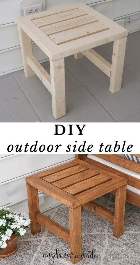 Diy Outdoor Side Table, Side Table Plans, Window Mudroom, Patio Side Table, Bench Ideas, Outdoor Couch, Banquette Seating, Outdoor Furniture Plans, Outdoor Side Table