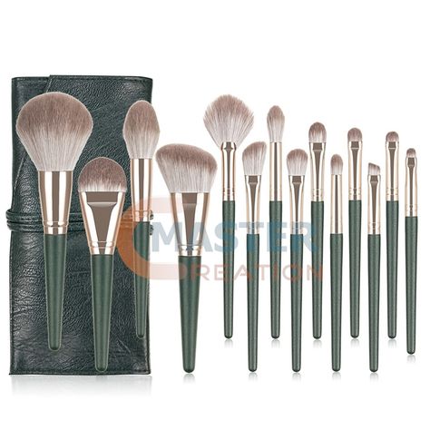 Make Up Foundation, Makeup Brush Kit, Green Makeup, Eye Makeup Brushes, Professional Makeup Brushes, It Cosmetics Brushes, Beauty Tool, Makeup Set, Eyeshadow Brushes