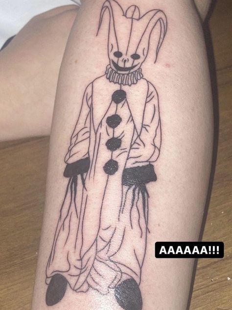 Scary Tattoo Ideas, Horror Tattoo Ideas, Coraline Tattoo, Sharpie Tattoos, Ghost Tattoo, Wicked Tattoos, Scary Tattoos, Creepy Tattoos, Red Ink Tattoos