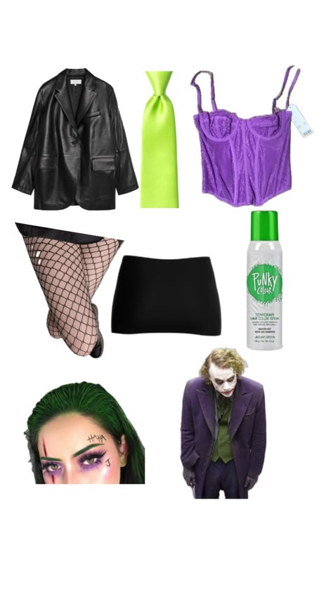 Joker costume #halloween #halloweencostume #outfitinspo Movie Character Halloween Costumes, Halloween Costumes Women Creative, Joker Halloween Costume, Creative Halloween Costumes Diy, Easy College Halloween Costumes, Joker Halloween, Classy Halloween Costumes, Joker Costume, Trio Halloween Costumes