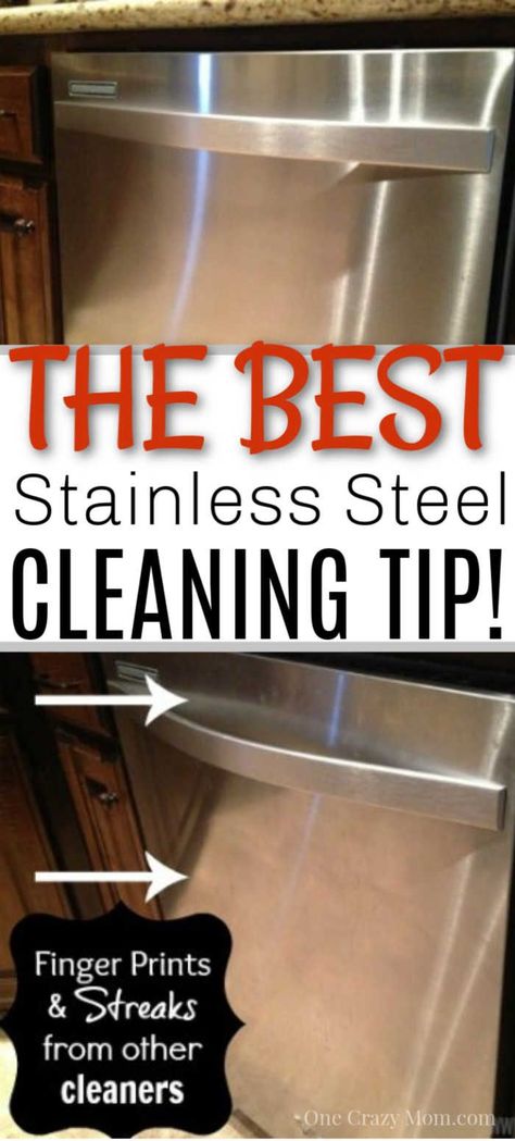 This is the BEST way to clean your stainless steel appliances so that they are shiny and streak free! It only requires 1 ingredient and is easy to do. Try this great cleaning hack today! #onecrazymom #cleaninghack #cleaningtip #howto #stainlesssteelcleaning Homemade Toilet Cleaner, Clean Stainless Steel, Clean Baking Pans, Cleaning Tips And Tricks, Cleaning Painted Walls, Glass Cooktop, Deep Cleaning Tips, Stainless Steel Cleaning, Cleaners Homemade