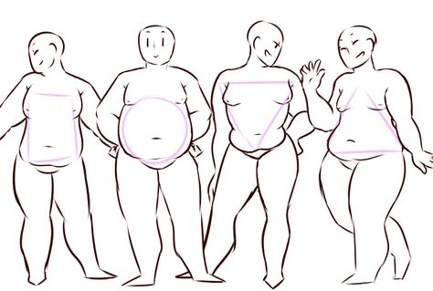 Bodies Tutorial, Help With Drawing, Shape Drawing, Body Type Drawing, Body References, Fat Art, Poses Drawing, Doodle Inspiration, Reference Drawing