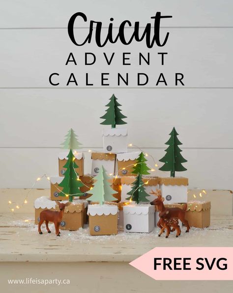 Cricut Advent Calendar: free SVG cut file to create a reusable paper box advent calendar to fill with treats, activities, or gifts. Cricut Advent Calendar, Advent Calendar Free, Box Advent Calendar, Reusable Advent Calendar, Advent House, Halloween Advent Calendar, Homemade Advent Calendars, Advent Calendar Boxes, Advent Calendar Activities