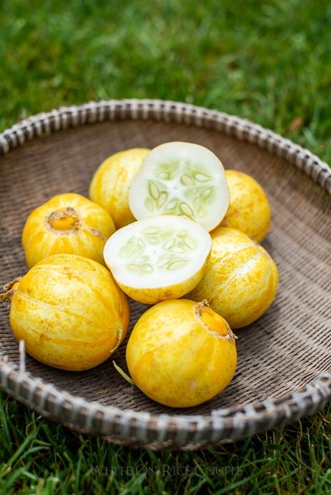 Yellow Cucumber, Harvest Ideas, Fancy Dishes, Lemon Cucumber, Cucumber Plant, Cucumber Seeds, Cucumber Recipes Salad, Cucumber Recipes, Red Chili Flakes