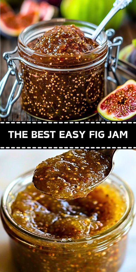 Savor the sweetness of ripe figs with The Best Easy Fig Jam recipe! This simple, homemade jam is bursting with rich flavor and perfect for spreading on toast, pairing with cheese, or adding a gourmet touch to your recipes. No canning required! #FigJam #HomemadeJam #EasyRecipes #Preserving #BreakfastIdeas Fig Jam Recipe Easy, Figs Jam Recipe, Easy Fig Jam, Fig Preserves Recipe Easy, How To Make Fig Jam, Easy Fig Recipes, Fig Jam Recipe Canning, Fig Spread Recipes, Fig Jam Recipes