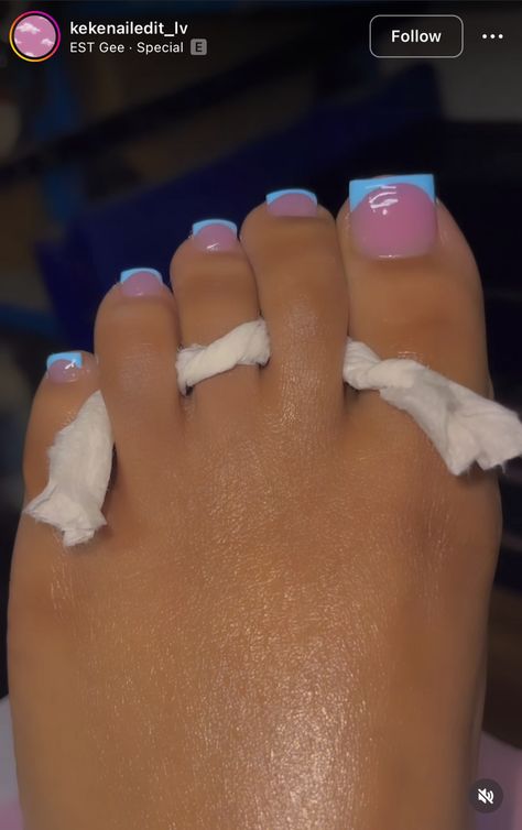 Gel Polish For Toes, Glow In The Dark Toe Nails, Blue Toes With Design, Sky Blue Toe Nails, Gel Polish Toe Nail Designs, Baby Blue Toes Nails, Blue Acrylic Toe Nails, Blue Glow In The Dark Nails, Blue French Tip Toe Nails