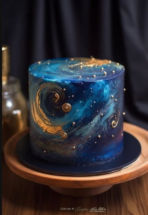 Unique Birthday Cake Ideas, Smooth Buttercream Frosting, Piped Flowers, Unique Birthday Cake, Galaxy Desserts, Fireworks Cake, Smooth Buttercream, Galaxy Cake, Astrology Birthday