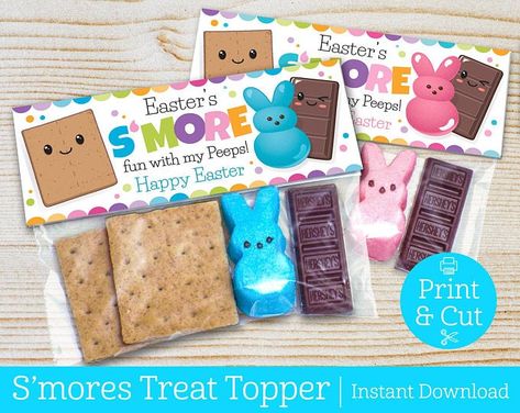 Easter Smores, Peeps Treats, Easter Treat Bags, Easter Snacks, Easter Favors, Treat Toppers, Classroom Treats, Diy Ostern, Easter Goodies