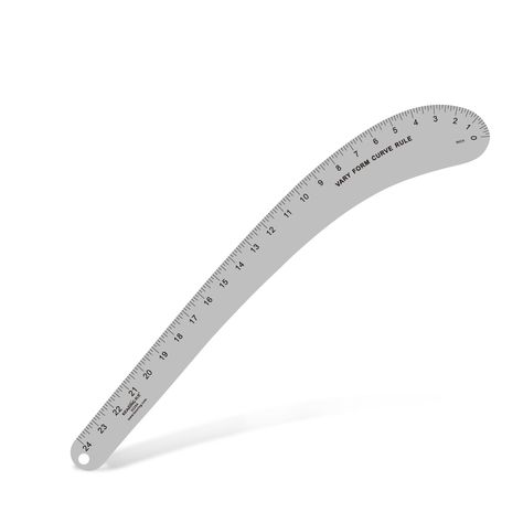 KEARING 24" Vary Form Curve Ruler, Aviation Quality Aluminum Fashion Designer's Ruler Heavy-duty durable Aviation aluminum, Compared with normal aluminum alloy, aviation aluminum is lighter, more flexible, and less prone to deformation. It can immediately spring back to a flat state even being bent 90 degrees. Accurate scale, the measuring scope is from 1 to 12 inches. Two sides printed. Professional vary form curve ruler is a must have tool for sewing. French Curve Ruler, French Curve, Must Have Tools, 90 Degrees, Ruler, Aluminium Alloy, Heavy Duty, Tools, Sewing