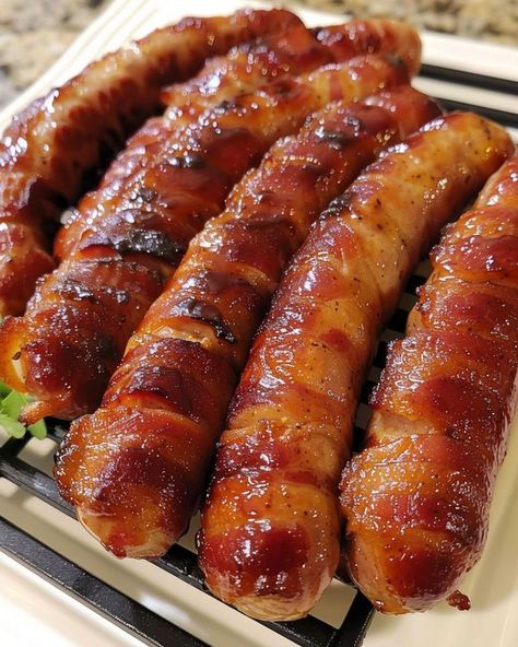 Thick Bacon, Sausage Ingredients, Maple Bacon, Kielbasa, Smoked Sausage, Sweet And Savory, Savory Snacks, Food Ideas, Sweet Treats