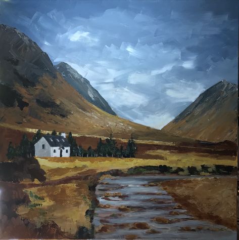 https://flic.kr/p/2jh4zp8 | Cottage in glen | 24 x 24 ins., painted May 2020 Scottish Highlands Landscape Paintings, Scottish Highlands Painting, Highlands Painting, Scotland Painting, Uk Landscape, Scottish Landscape Painting, Uk Landscapes, Scottish Painting, Scottish Mountains