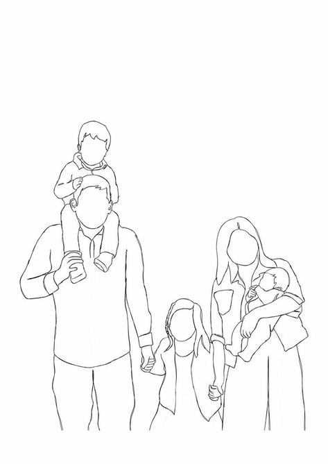 Perfect Family Drawing, Minimalist Sketch Drawings, Fine Line Illustration, Family Drawing Illustration, Family Sketch, Custom Family Illustration, Custom Portrait Illustration, Procreate Illustration, Family Drawing