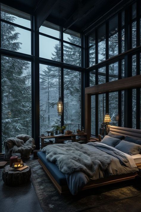 Cosy Modern Bedroom, Relaxing Pictures, Mansion Bedroom, 2024 Bedroom, Romantic Bed, Cabin Bedroom, Masculine Bedroom, Dark Modern, Dark Times