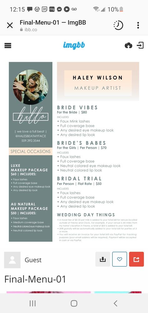 Makeup price Makeup Artist Bridal Packages, Bridal Makeup Price List, Bridal Makeup Package Ideas, Makeup Price List Ideas, Makeup Artist Price List, Makeup Price List, Practice Makeup, Makeup Artist Portfolio, Makeup Studio Decor